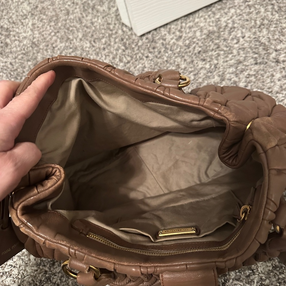 Miu Miu Brown/Mauve Quilted Leather Bag - Picture 8 of 14